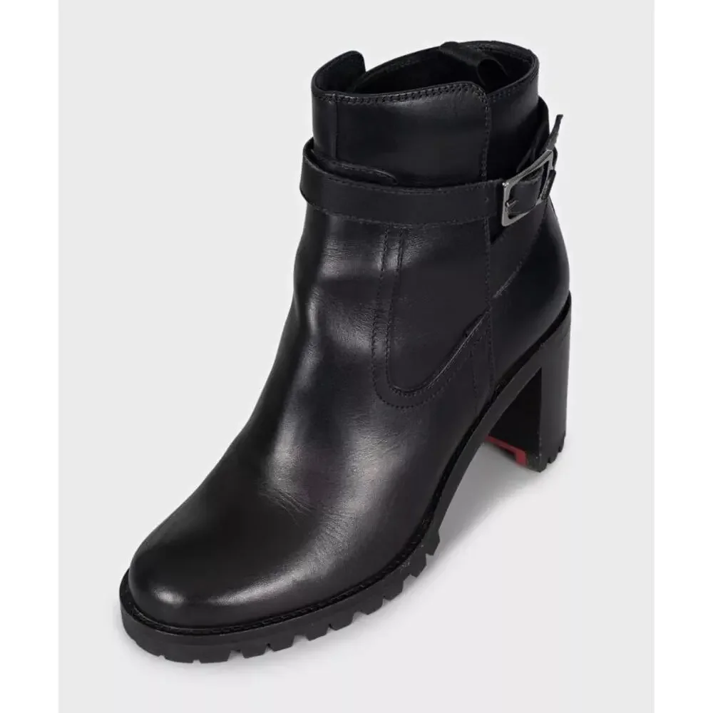 CHRISTIAN LOUBOUTIN Black Leather Ankle Boots EU 36.5